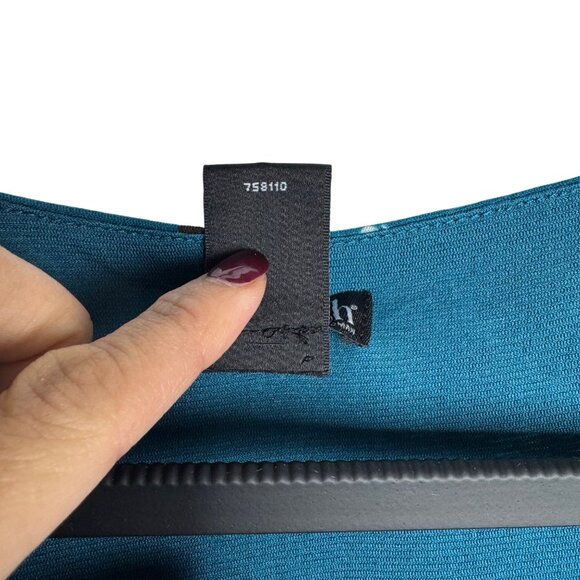 Vintage East 5th‎ Women's 1X Floral Green Blue Draped V Neck Blouse Workwear - Picture 3 of 5